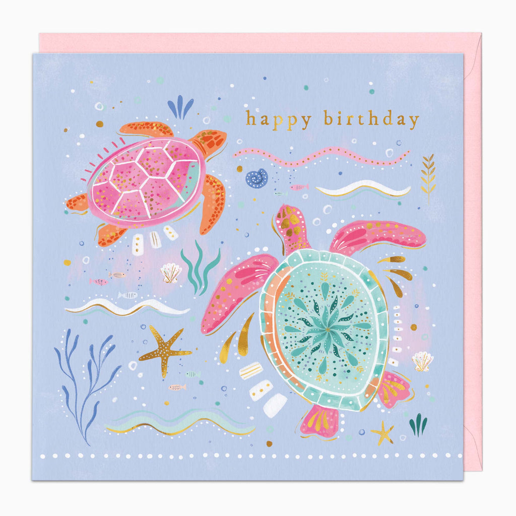 H468 - Pink Turtles Birthday Card