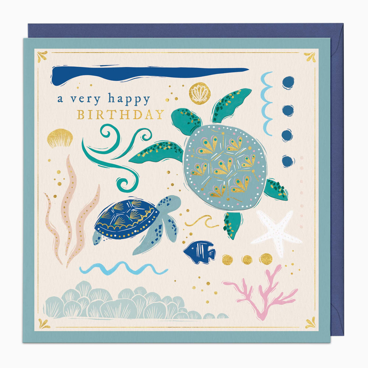 H469 - Teal Turtles Birthday Card