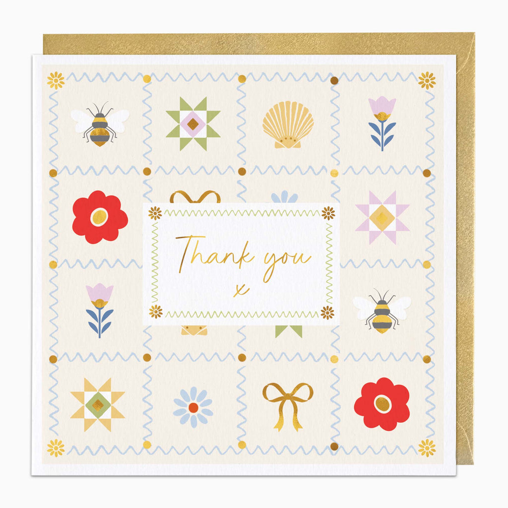 H472 - Coastal Patchwork Thank You Card