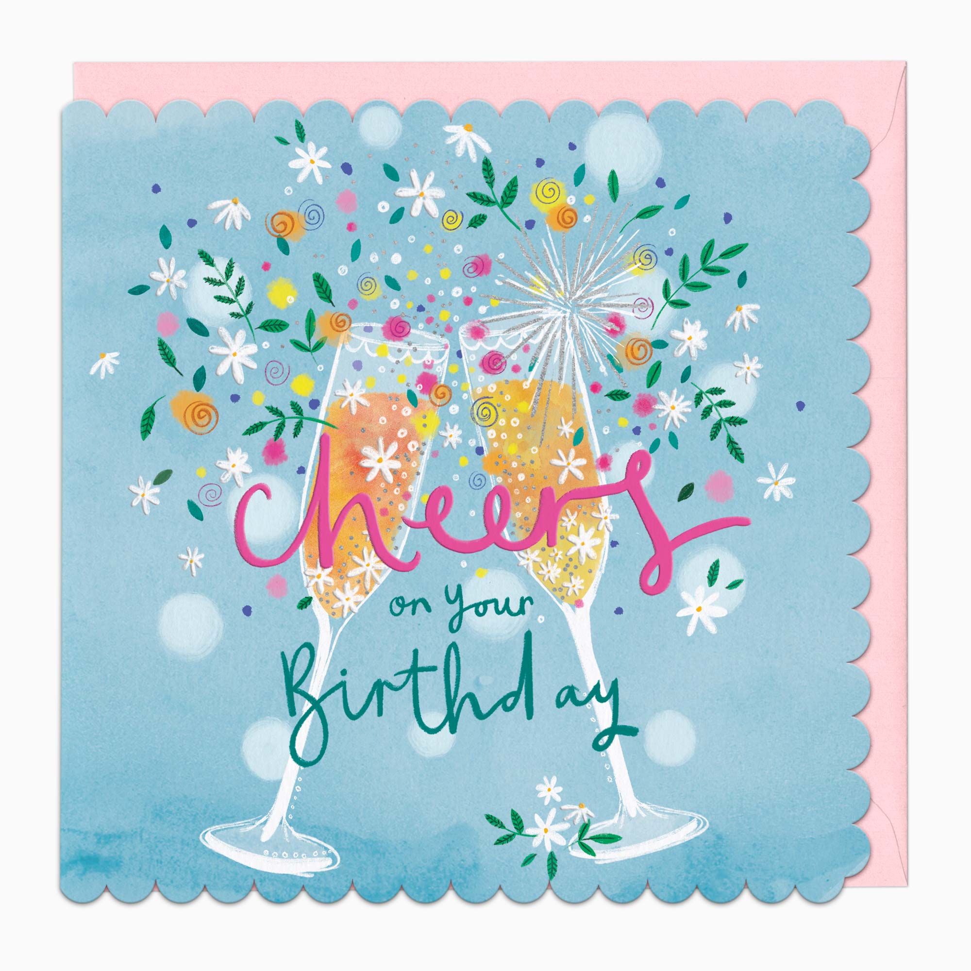 H480 - Fizz & Flowers Birthday Card