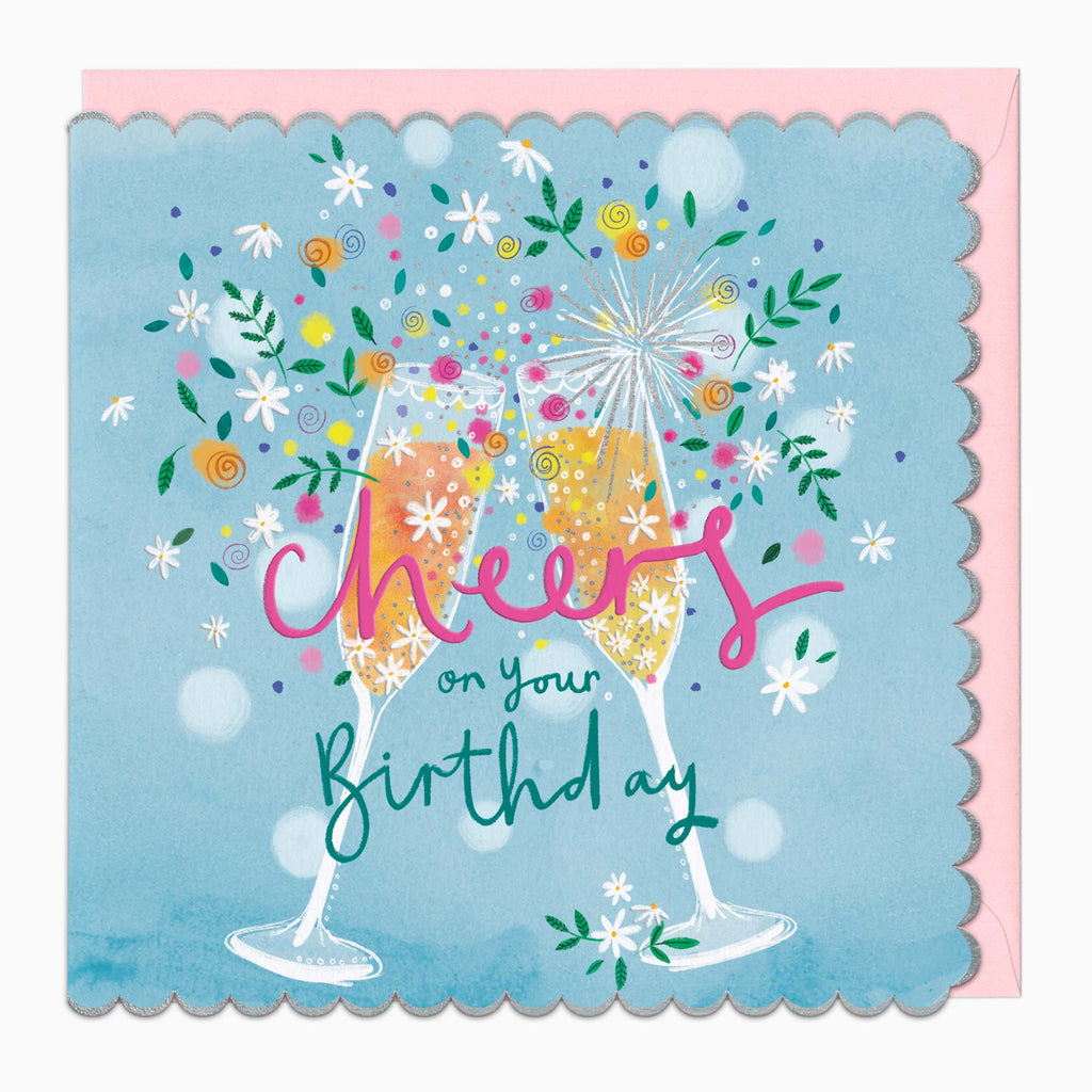 Fizz & Flowers Birthday Card - Whistlefish