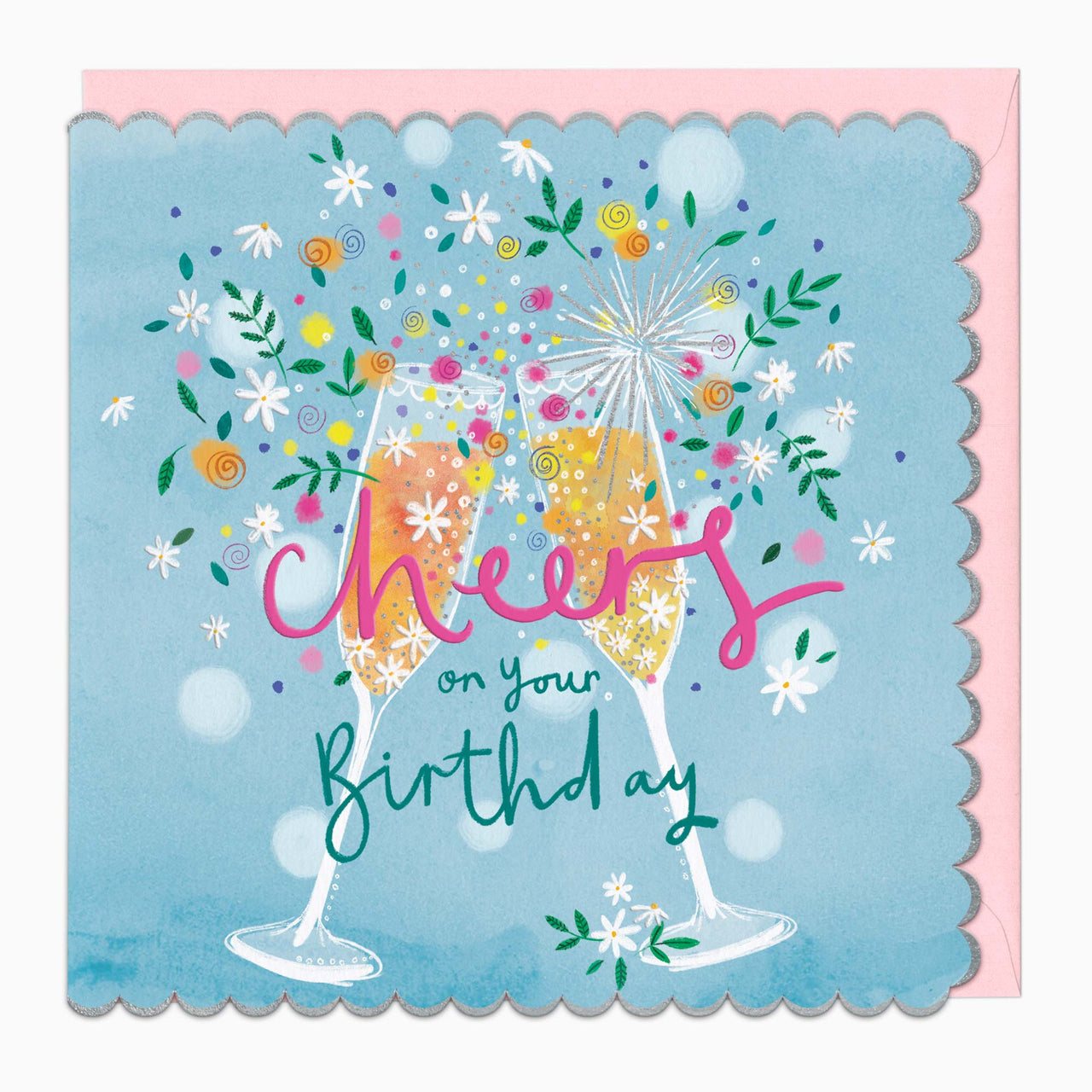 Fizz & Flowers Birthday Card - Whistlefish