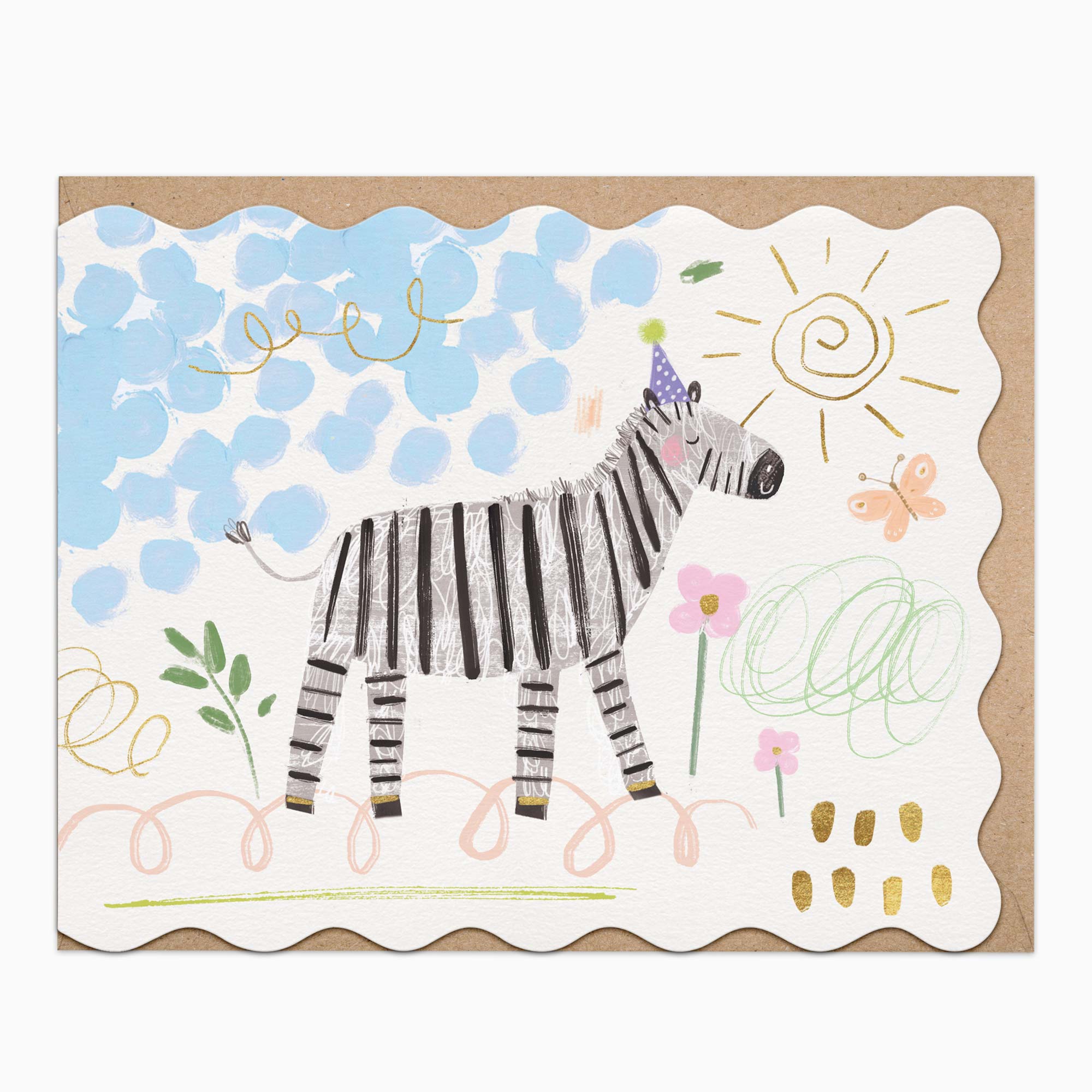 H498 - Zebra Sunshine Scribbles Card