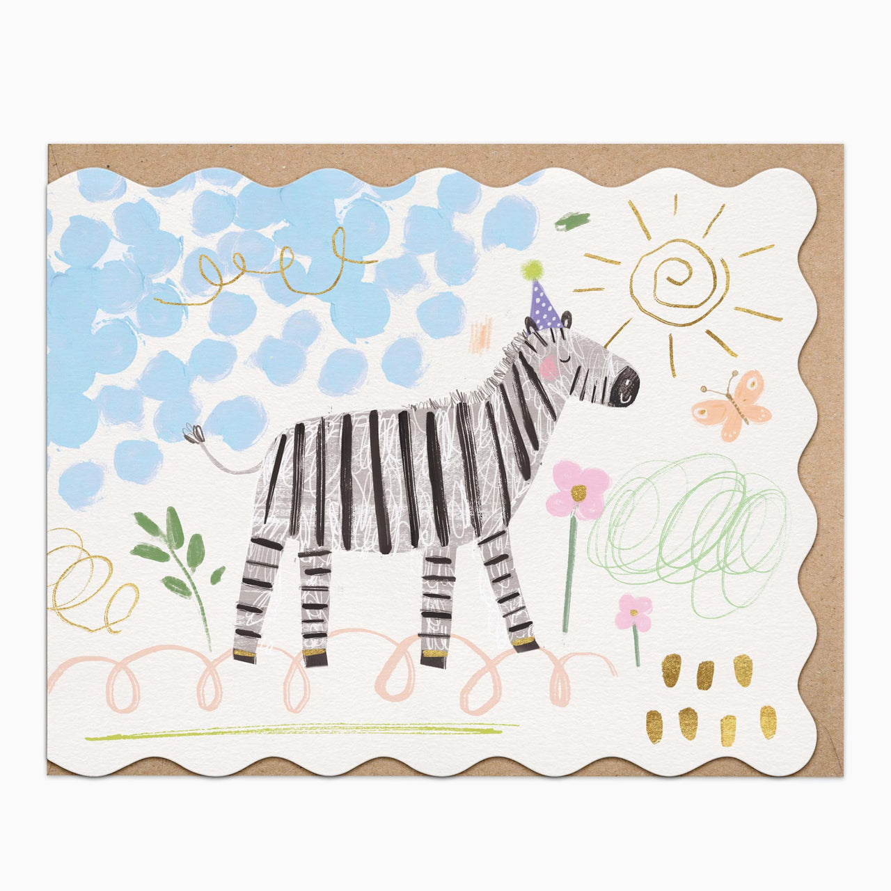 H498 - Zebra Sunshine Scribbles Card