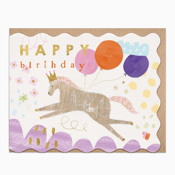 H500 - Unicorn Balloon Wishes Birthday Card