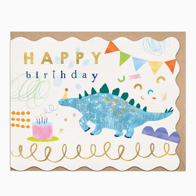 Dinosaur Cake Celebration Birthday Card - Whistlefish