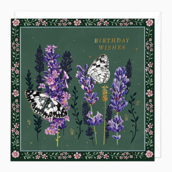 H524 - Lavender Butterflies Birthday Card