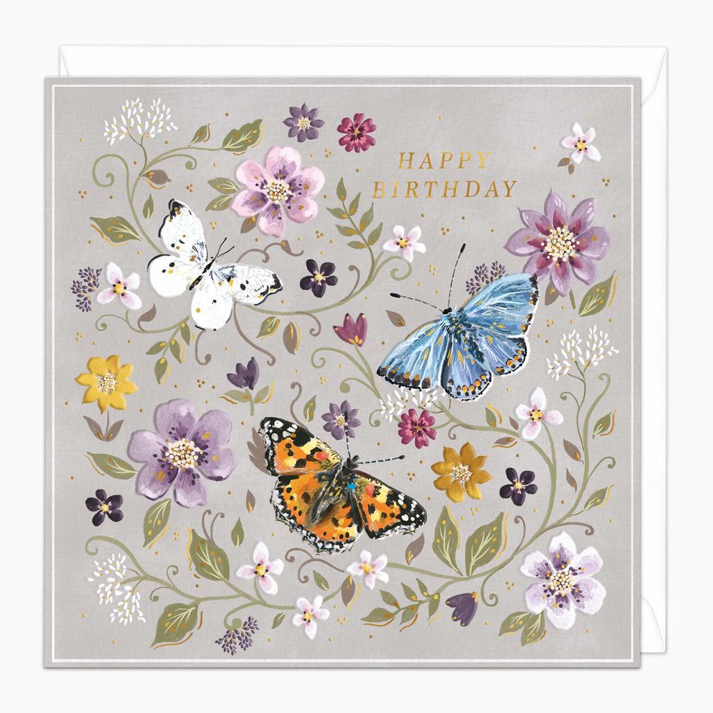 H534 - Butterfly Garden Birthday Card