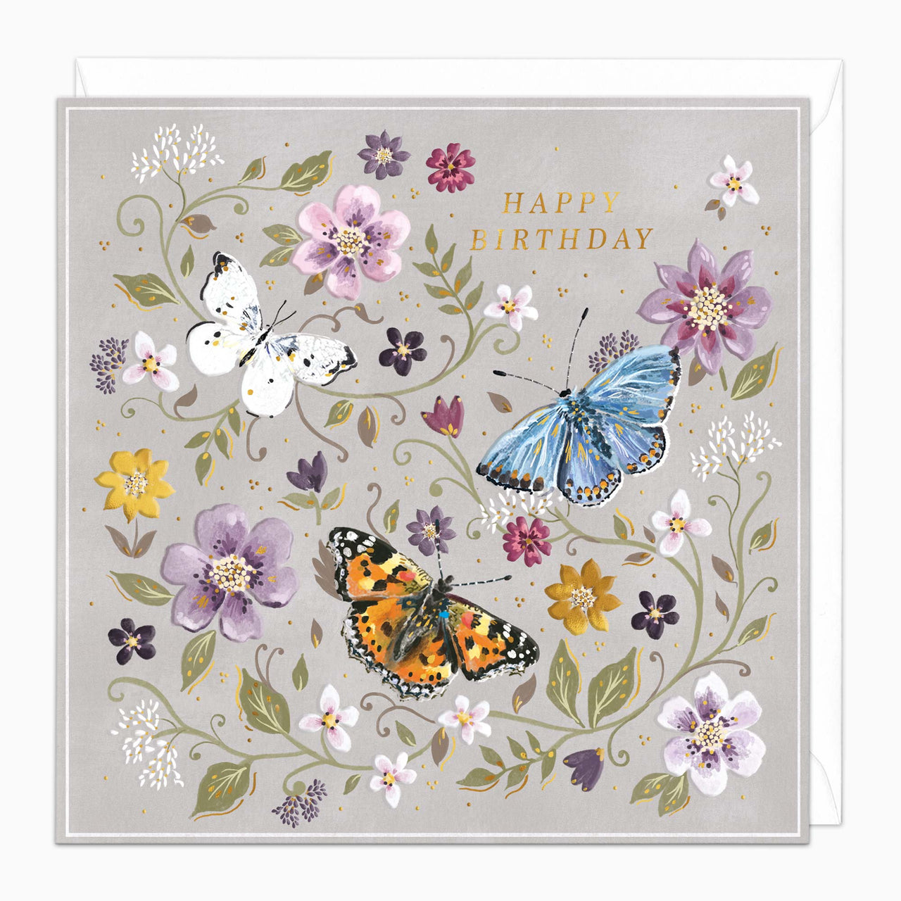 H534 - Butterfly Garden Birthday Card