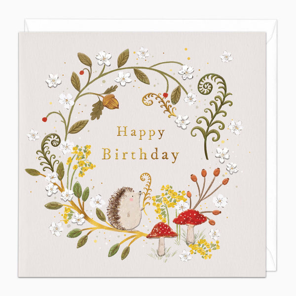 H573 - Autumn Woodland Wreath Birthday Card
