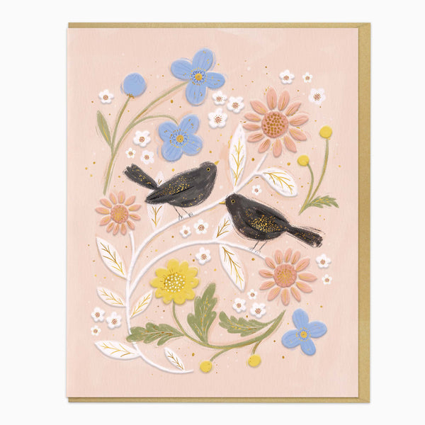 H583 - Blackbirds & Blooms Card
