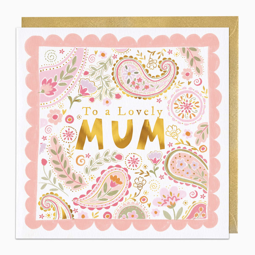 H591 - Paisley Pink Scalloped Mum Card