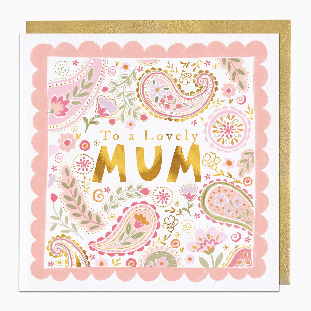 H591 - Paisley Pink Scalloped Mum Card