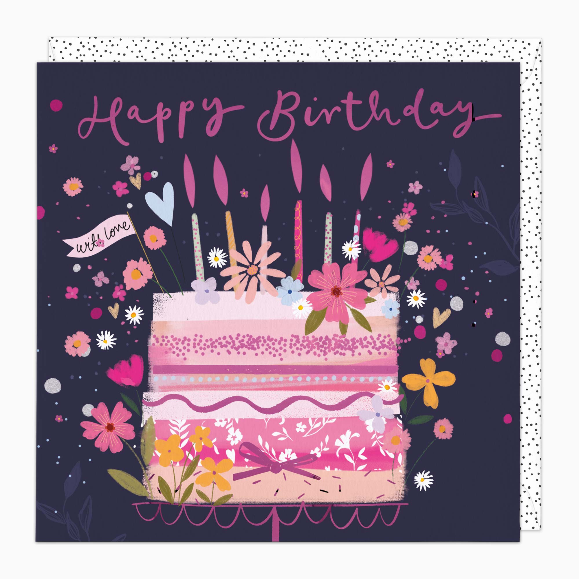 H598 - Pink Floral Cake Birthday Card