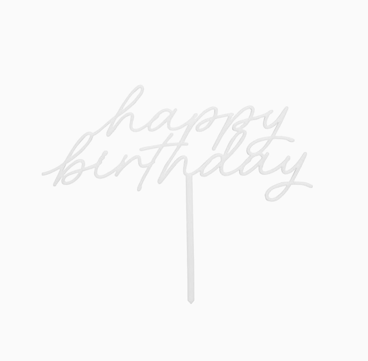 Cake Topper-HBBP111 - White Happy Birthday Acrylic Cake Topper-Hootyballoo