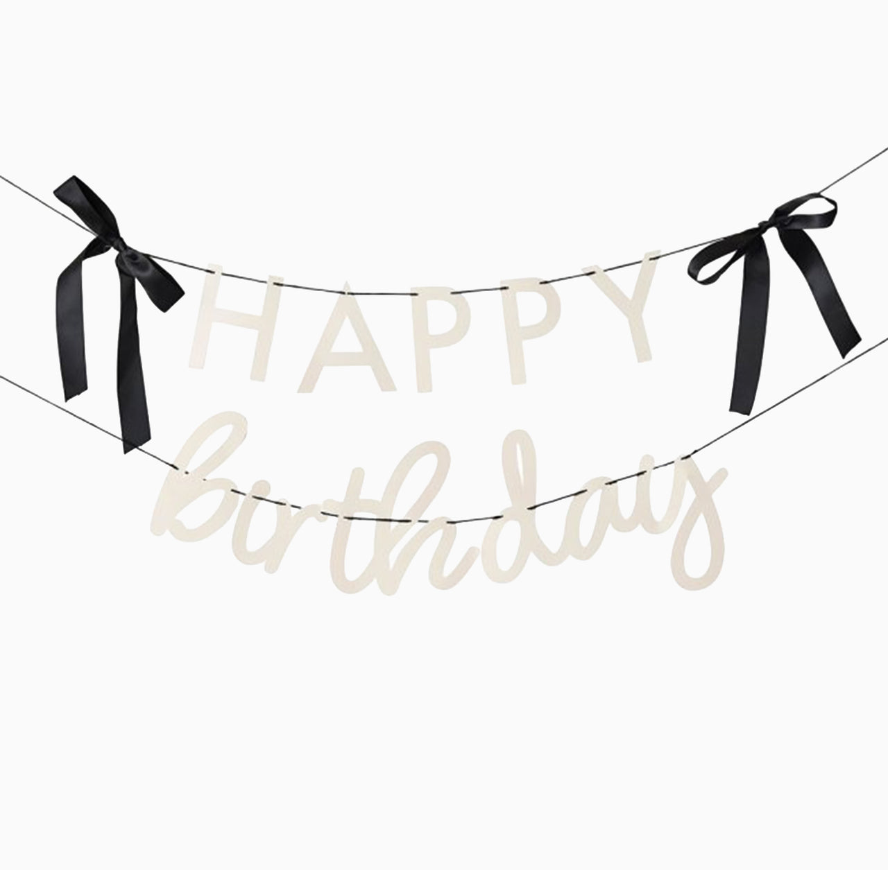 Banner-HBBW100 - Happy Birthday Satin Bows Card Banner-Hootyballoo