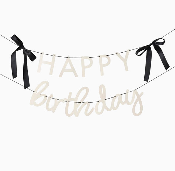 Banner-HBBW100 - Happy Birthday Satin Bows Card Banner-Hootyballoo