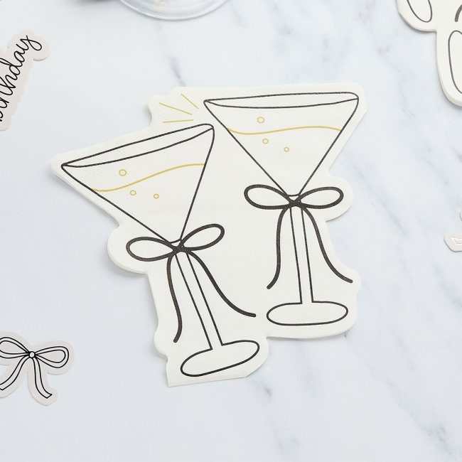 Paper Napkins-HBBW110 - Cocktail Shaped Paper Napkins 16 Pack-Hootyballoo