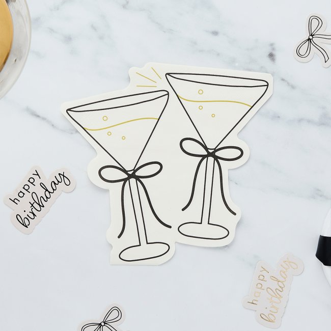 Paper Napkins-HBBW110 - Cocktail Shaped Paper Napkins 16 Pack-Hootyballoo