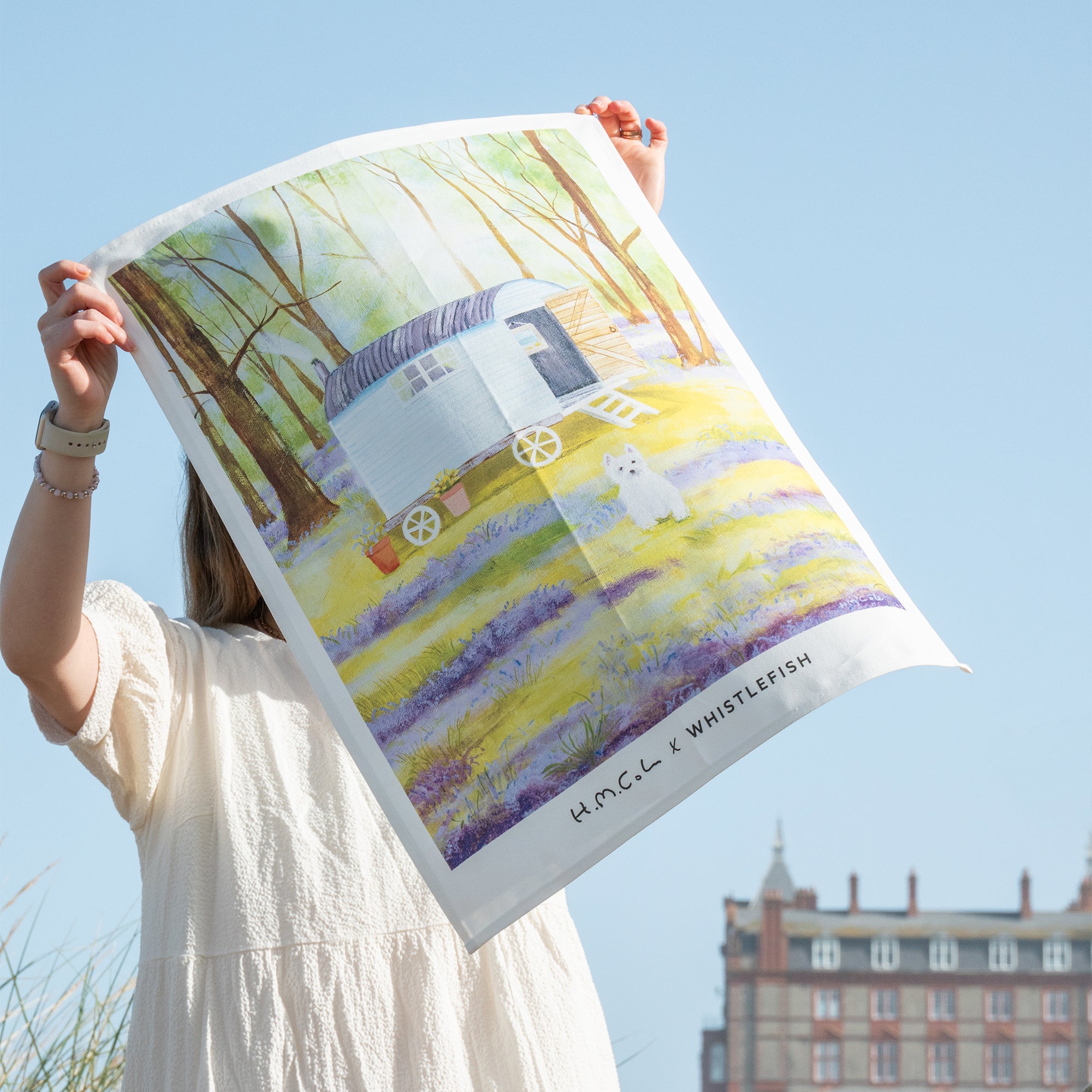 Tea Towel-HC16TT - Westie in the Woods Tea Towel-Hannah Cole