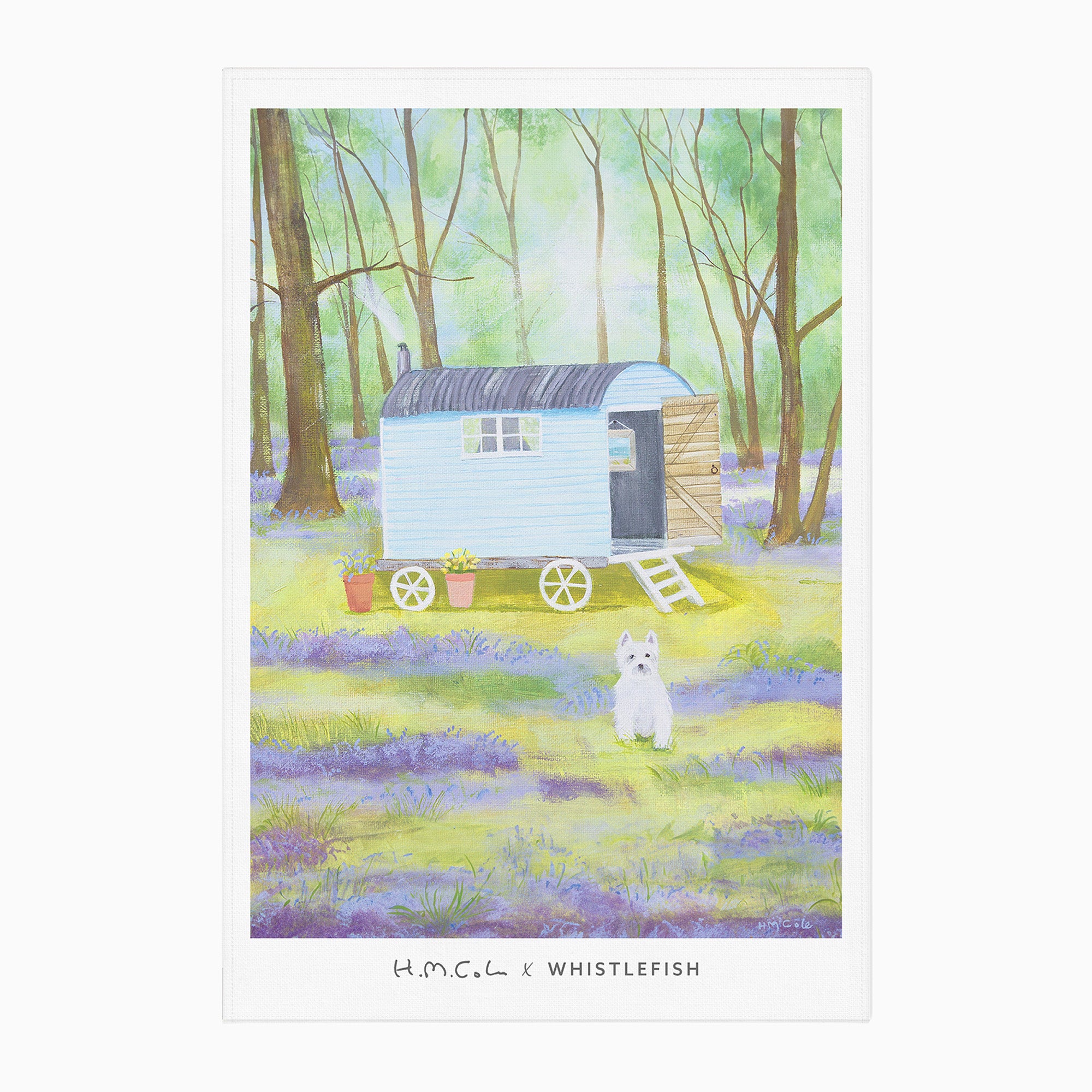 Tea Towel-HC16TT - Westie in the Woods Tea Towel-Hannah Cole
