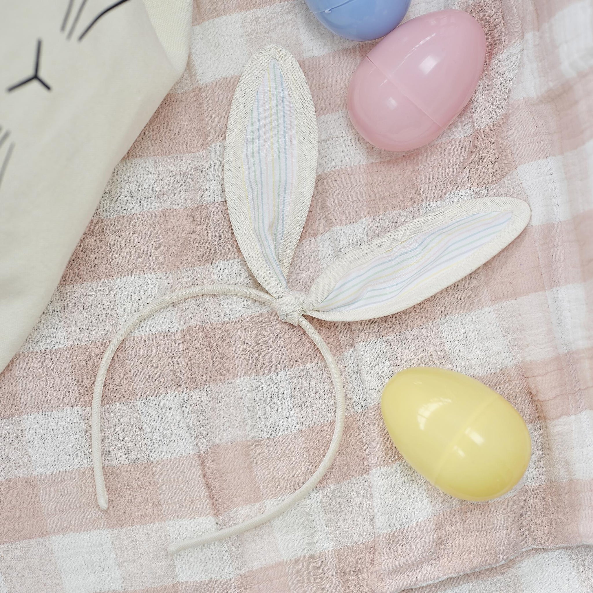 Headband-BN-116 - Fabric Bunny Ears Headband-Ginger Ray