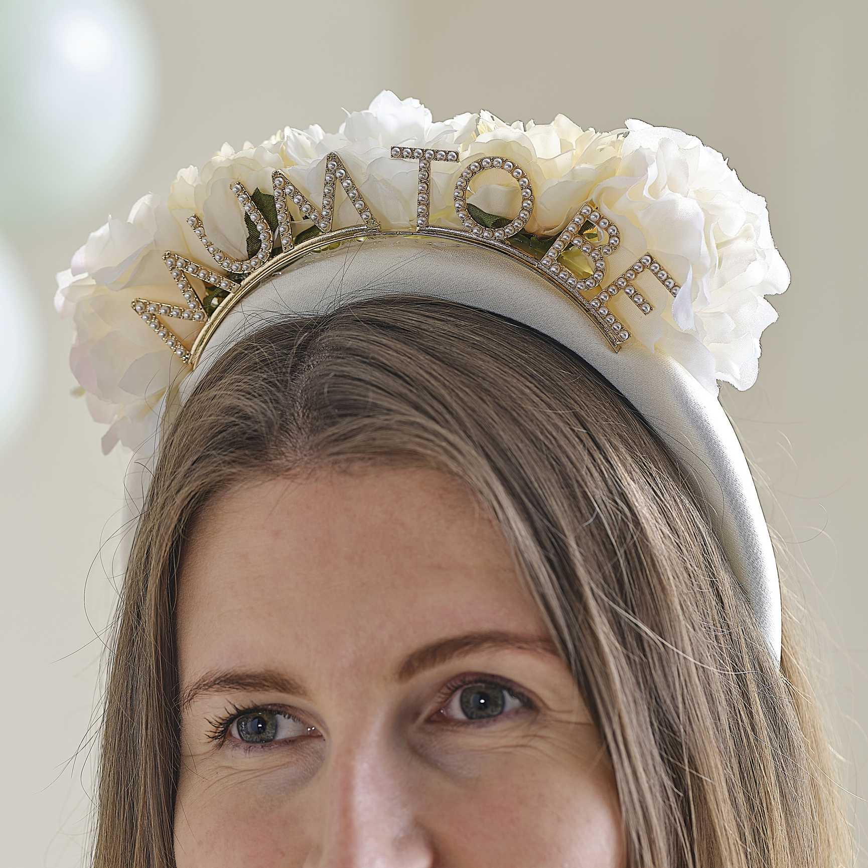 Headband - FLB-108-Floral Mum To Be Baby Shower Headband - Floral Mum To Be Baby Shower Headband - Whistlefish
