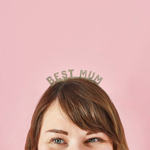 Headband - HBBM105 - Gold 'Best Mum' Glitter Headband - Gold 'Best Mum' Glitter Headband - Whistlefish