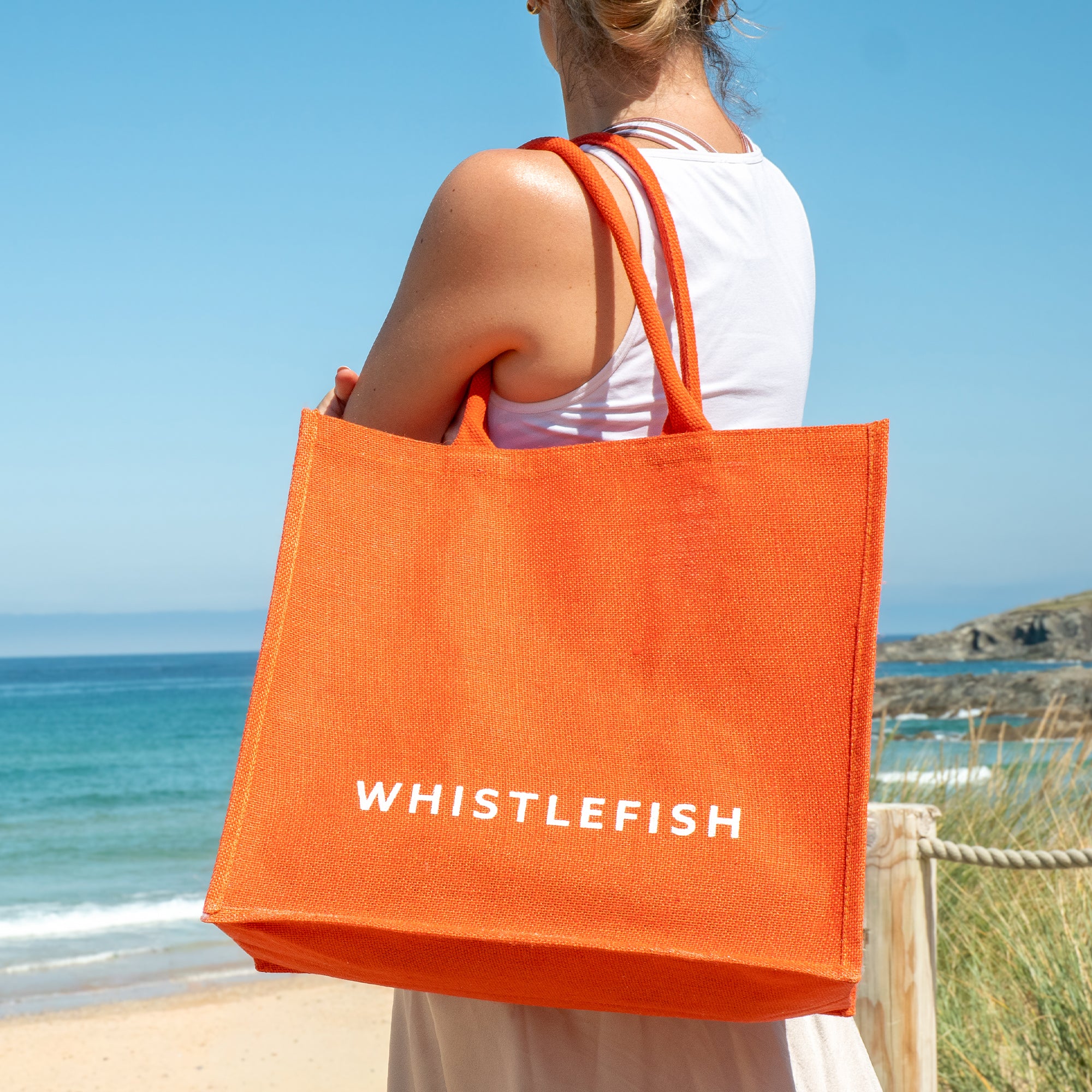 Large Jute Bag-JB225 - Tangerine Large Jute Bag-Whistlefish