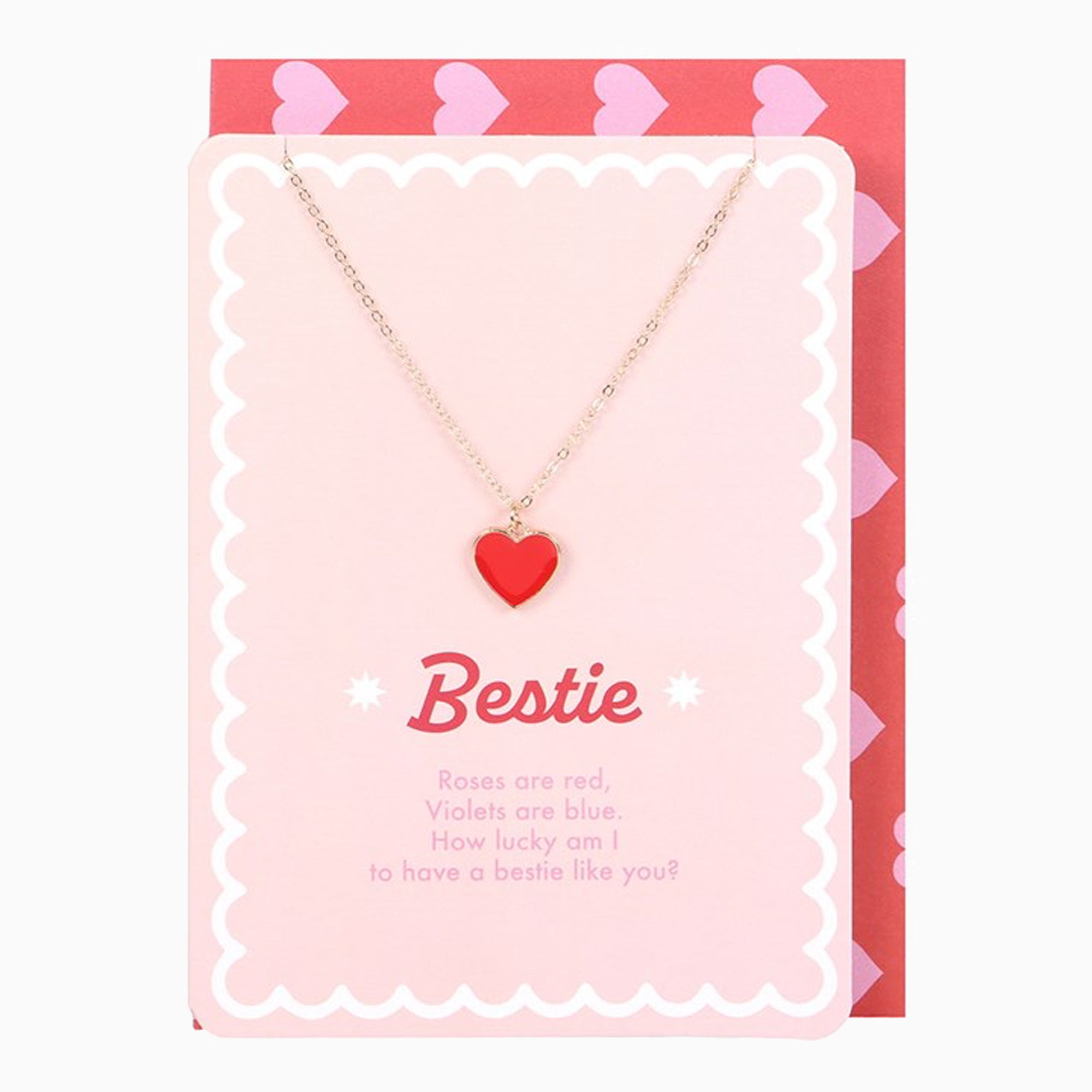 Jewellery Card-LS_33125 - Bestie Heart Necklace on Greeting Card-Something Different Wholesale