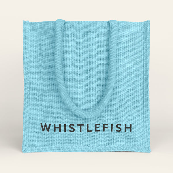 Jute Bag - JB2AQ - Whistlefish Jute Bag Aqua - Whistlefish Jute Bag Aqua - Whistlefish
