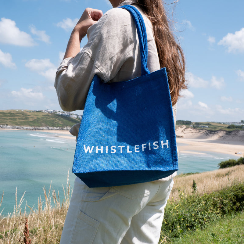 Jute Bag - JB2IN - Whistlefish Jute Bag Blue - Whistlefish Jute Bag Blue - Whistlefish