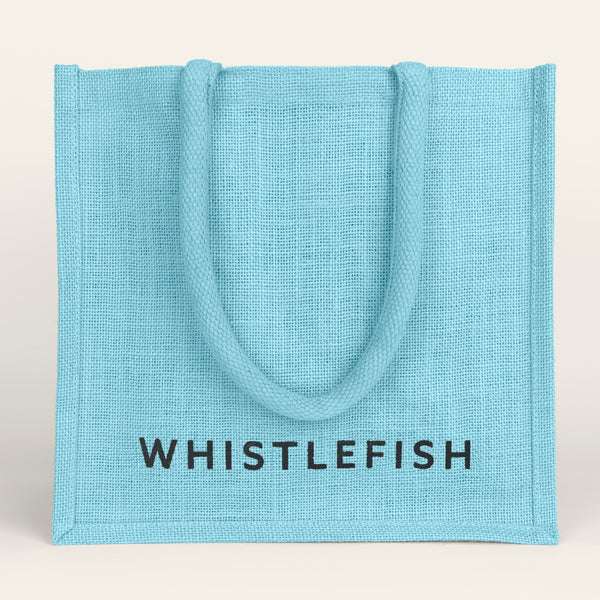 Jute Bag - JBLAQ - Whistlefish Large Jute Bag Aqua - Aqua Large Jute Bag - Whistlefish