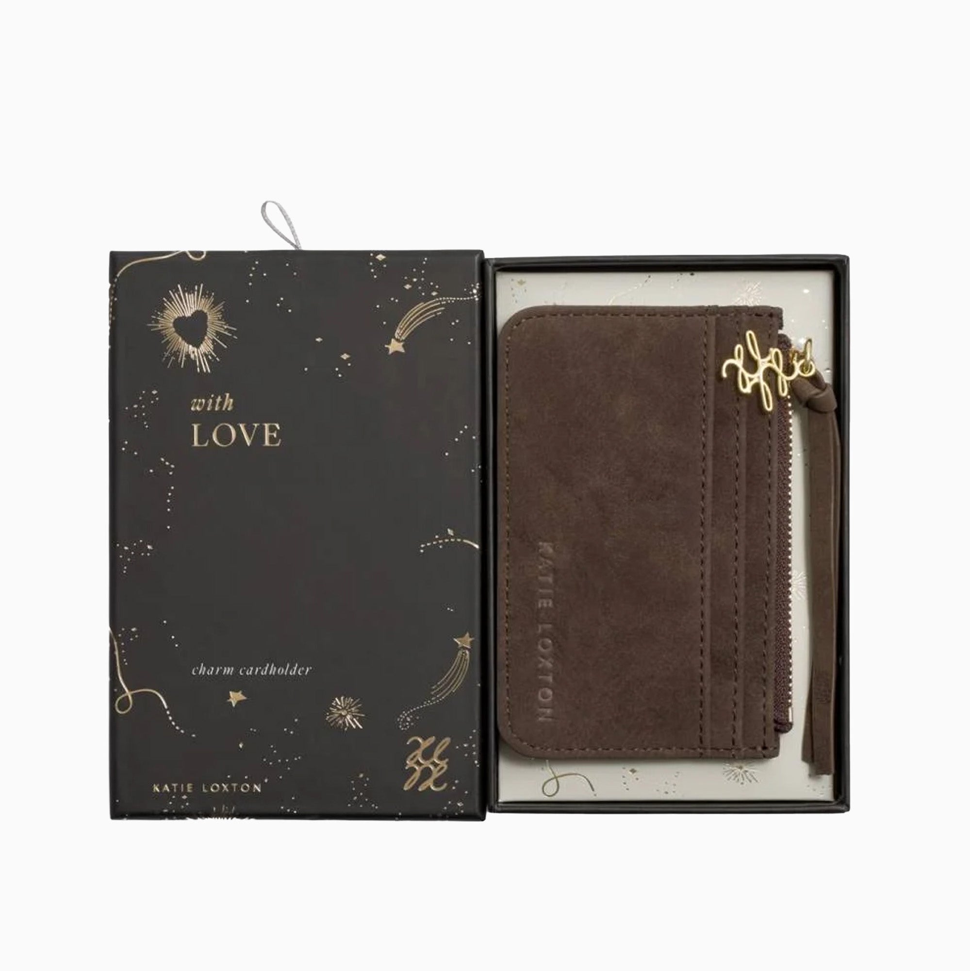 KLB4659 - Chocolate Suedette Coin and Card Holder in Gift Box
