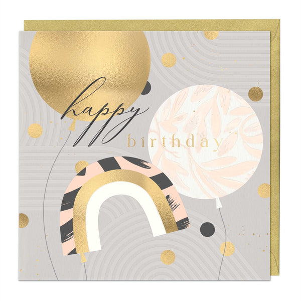 Luxury Card - LN001 - Golden Balloons Birthday Luxury Card - Golden Balloons Birthday Card - Whistlefish