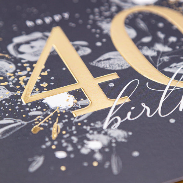 Luxury Card - LN016 - Golden Milestone 40th Birthday Luxury Card - Golden Milestone 40th Birthday Card - Whistlefish