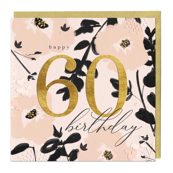 Luxury Card - LN018 - Diamond Floral 60th Birthday Luxury Card - Diamond Floral 60th Birthday Card - Whistlefish