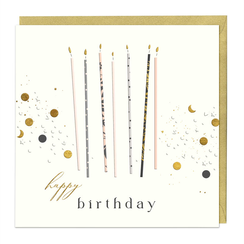 Luxury Card - LN023 - Elegant Candles Birthday Luxury Card - Elegant Celebration Candles Birthday Card - Whistlefish