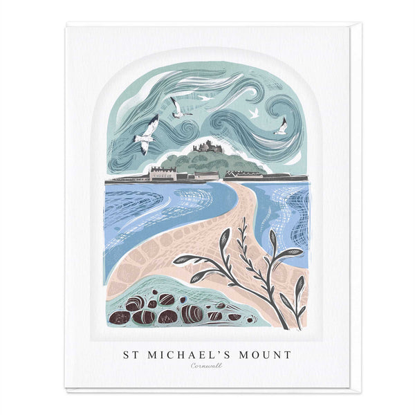 Luxury Card - LN045-F042 - St Michaels Mount Lino Luxury Card - St Michael's Mount Luxury Card - Whistlefish