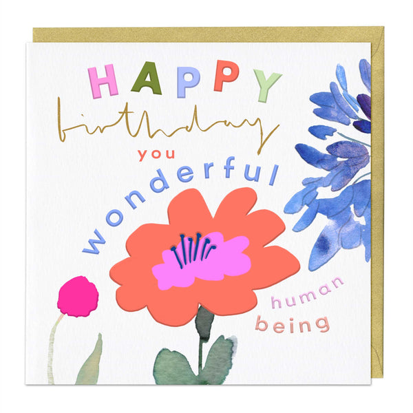 Luxury Card - LN061 - Spaced Floral Poppy Birthday Card - Spaced Floral Poppy Birthday Card - Whistlefish