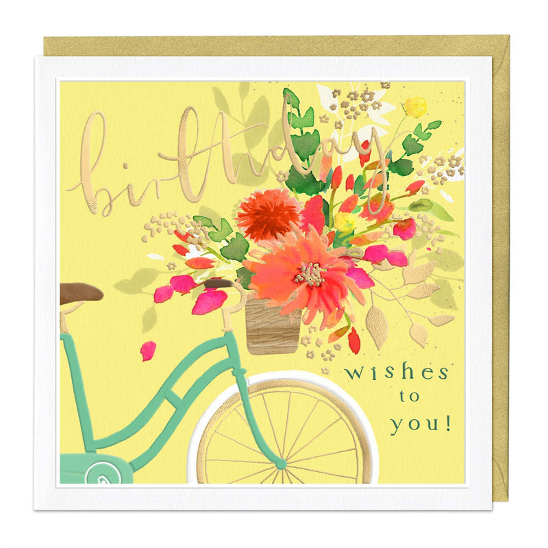 Luxury Card - LN080 - Floral Bike Birthday Card - Floral Bike Birthday Card - Whistlefish