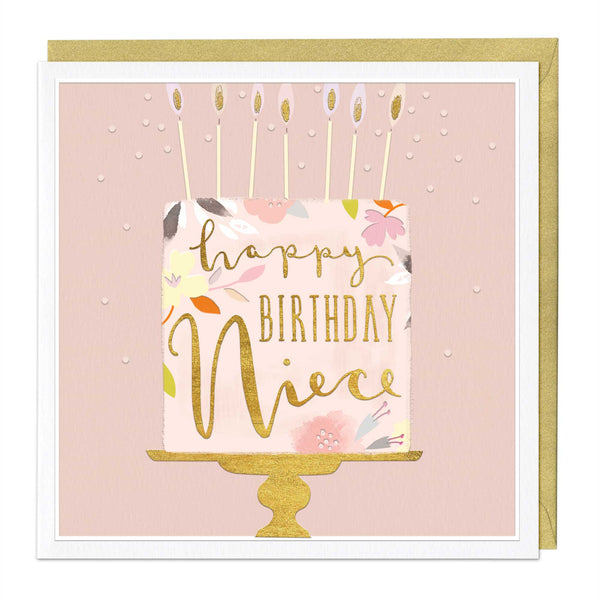 Luxury Card - LN090 - Floral Cake Luxury Niece Birthday Card - Floral Cake Luxury Niece Birthday Card - Whistlefish