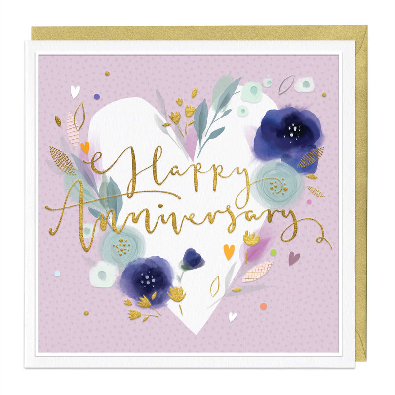 Luxury Card - LN092 - Happy Anniversary Luxury Heart Card - Happy Anniversary Luxury Heart Card - Whistlefish