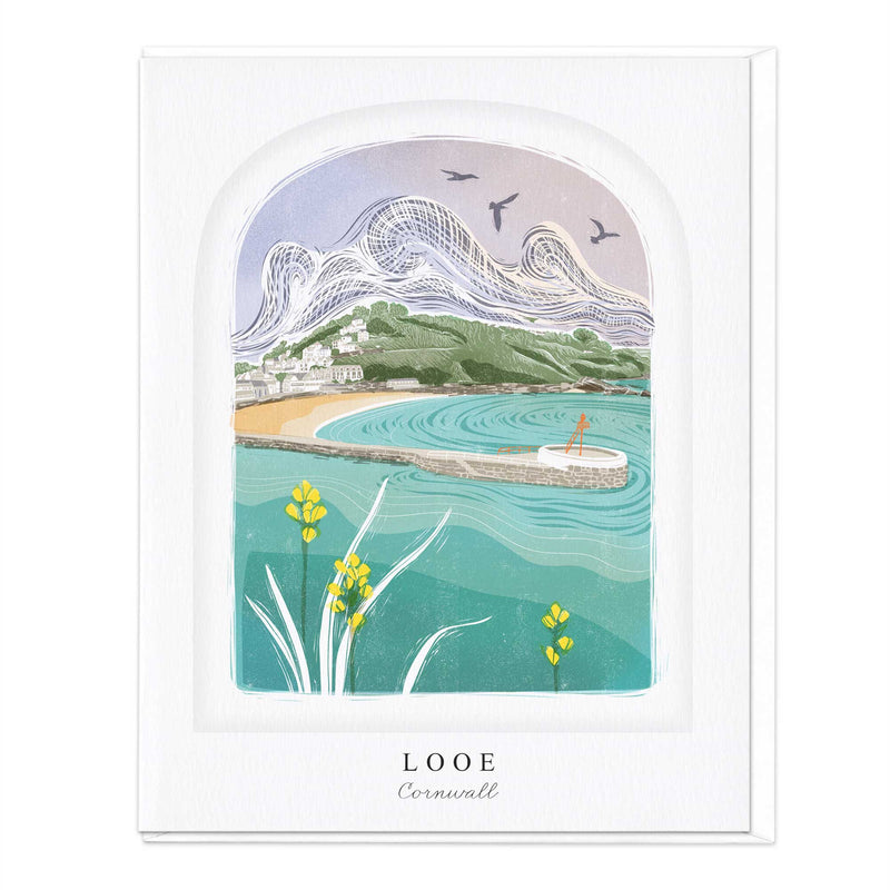 Luxury Card - LN093 - Looe Arched Lino Luxury Card - Looe Arched Lino Luxury Card - Whistlefish