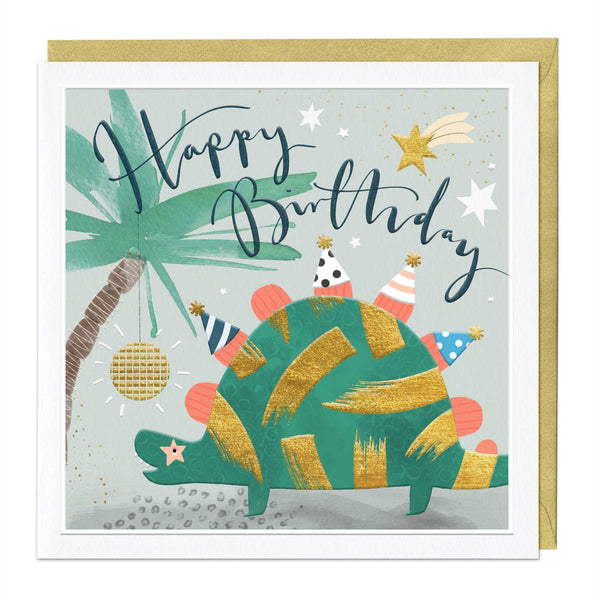 Luxury Card - LN103 - Party Dinosaur Luxury Birthday Card - Party Dinosaur Luxury Birthday Card - Whistlefish