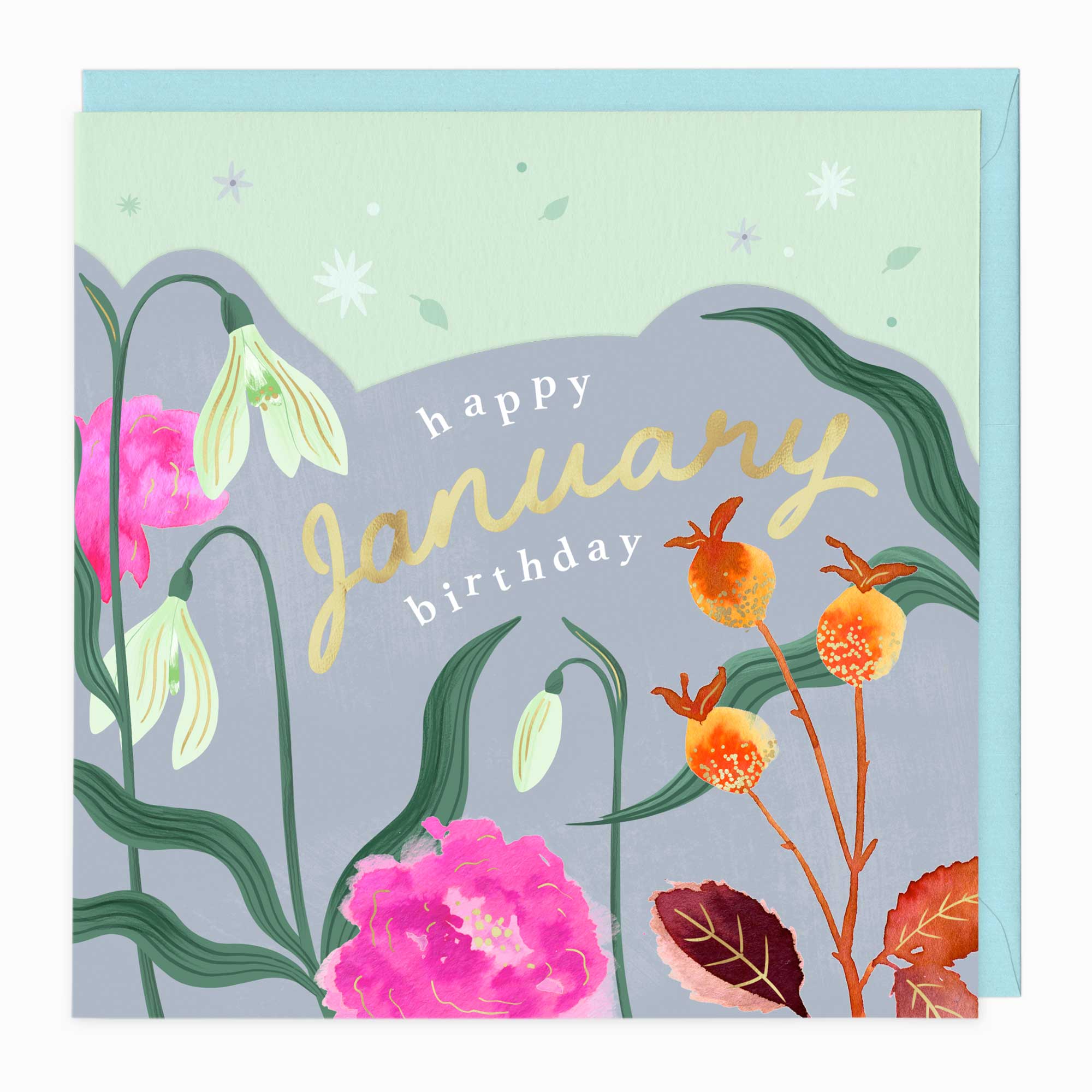 Luxury Card-LN145 - Bright Summer January Birthday Card-Whistlefish