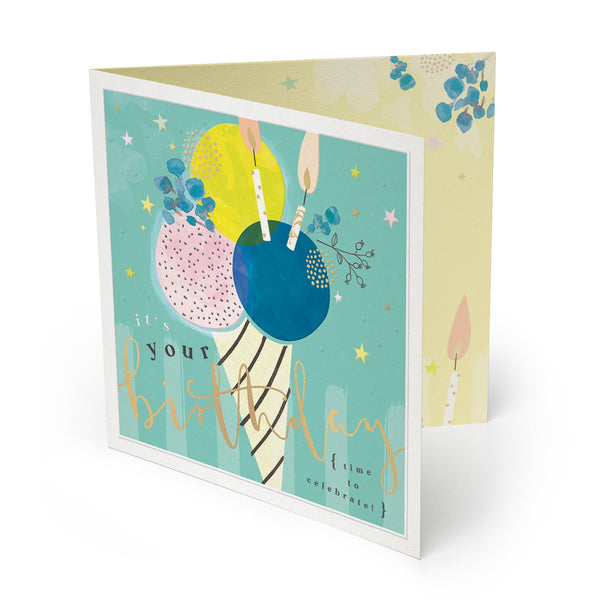 Luxury Card - LX051 - Ice Cream Luxury Birthday Card - Ice Cream Luxury Birthday Card - Champagne Collection - Whistlefish