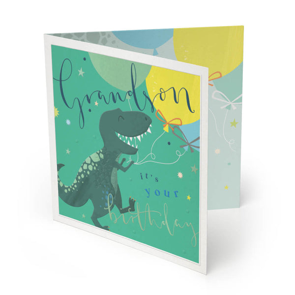 Luxury Card - LX052 - Dinosaur Grandson Luxury Birthday Card - Dinosaur Grandson Luxury Birthday Card - Champagne Collection
