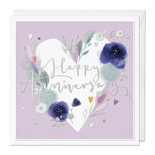 Luxury Card-LX077 - Floral Heart Luxury Anniversary Card-Whistlefish
