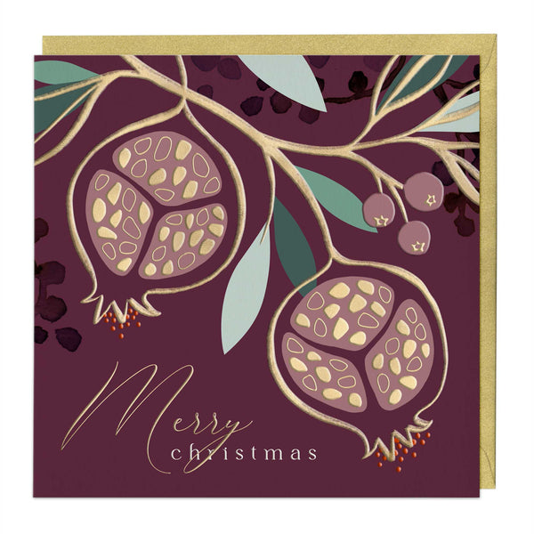 Luxury Christmas Card - LZ006 - Pomegranates Luxury Christmas Card - Pomegranates Luxury Christmas Card - Whistlefish